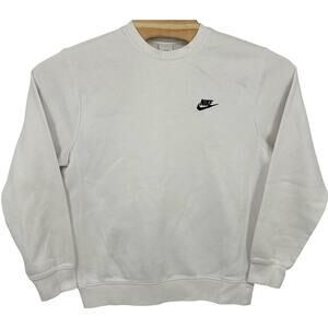 Men's White Black Nike Sportswear Club Fleece Crewneck Sweatshirt BV2662-100